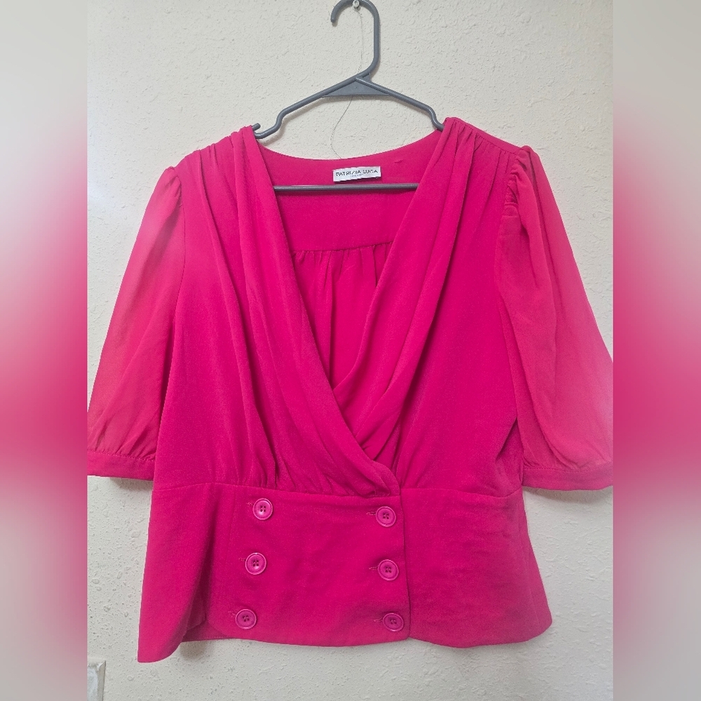 Patrizia Luca Women's Fuchsia Draped Wrap Top